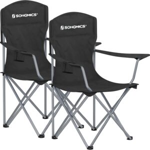 SONGMICS 2 Sillas Camping Plegables Negro GCB08BK