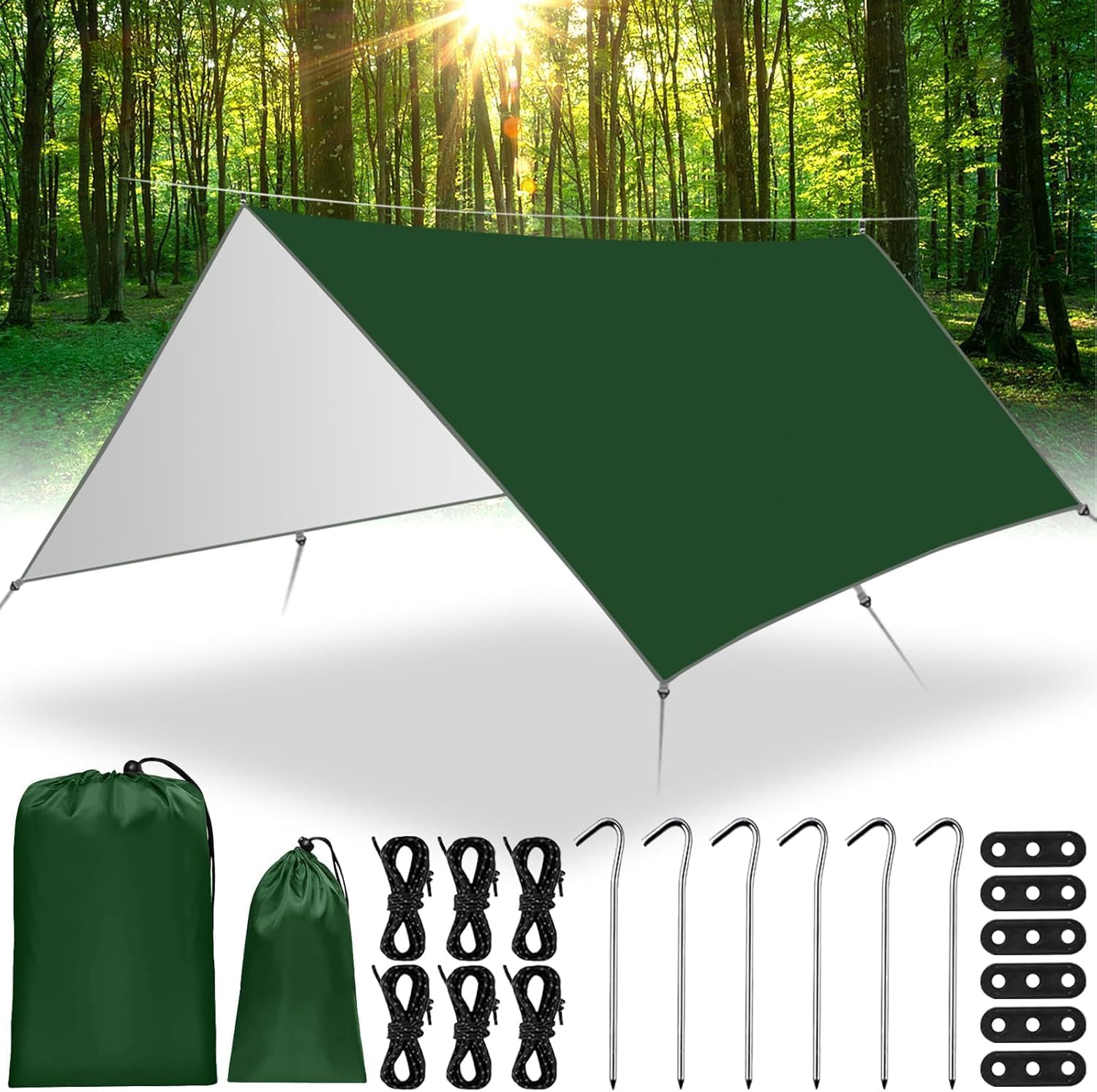 Toldo de camping 3x3 m MWZEAUL, lona impermeable para exterior