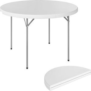 Mesa plegable Outsunny camping 120x120 cm, blanco