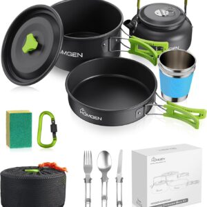 HOMGEN Kit Cocina Camping 1-2 pers. Tetera Verde