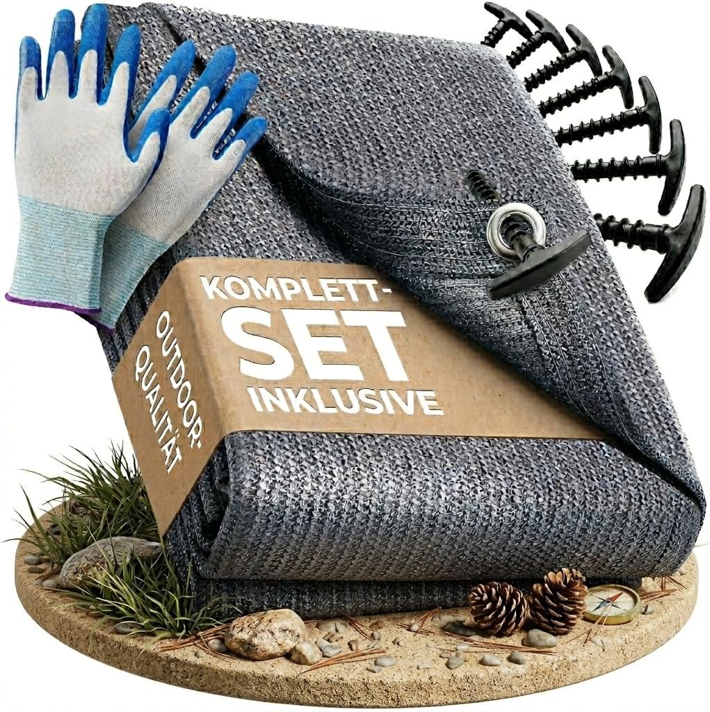 Alfombra exterior azul/gris para camping y autocaravanas con kit completo