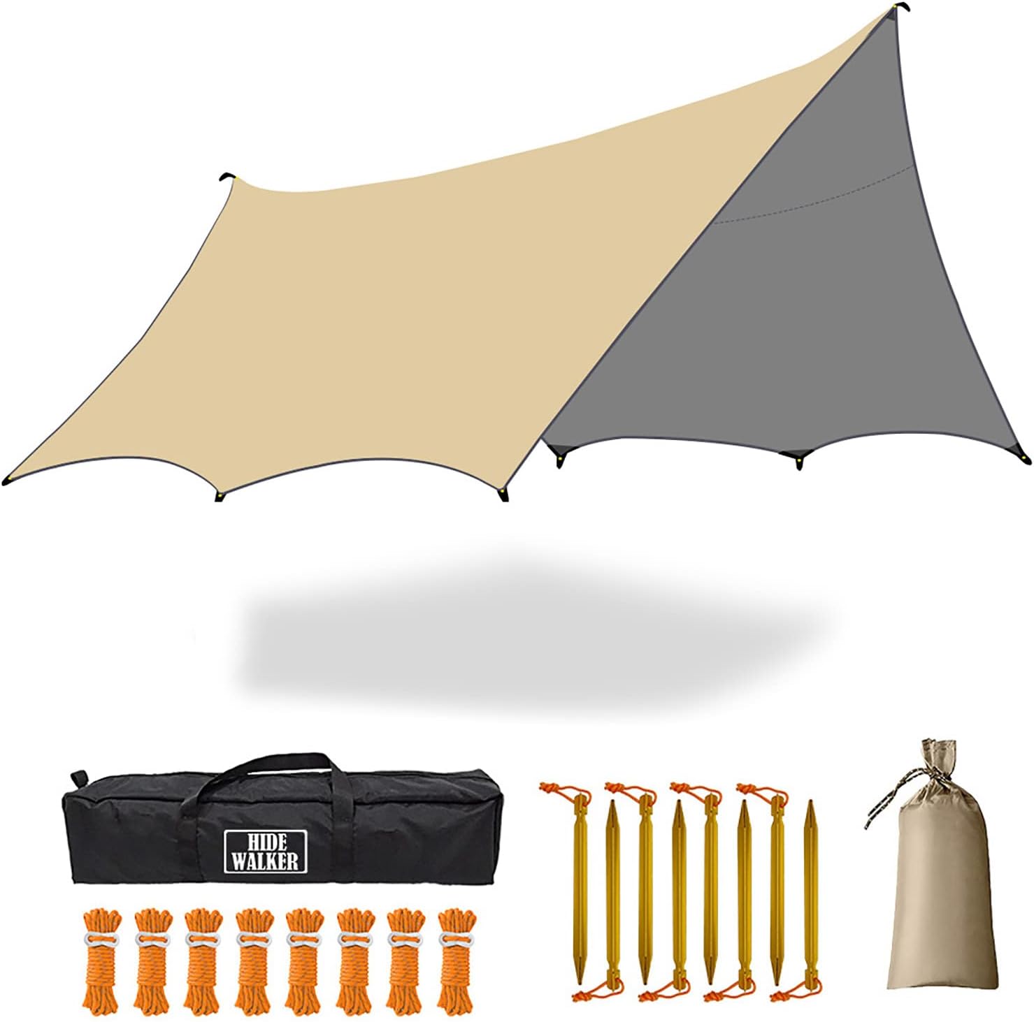 Toldo 5x5 m camping HIDEWALKER: impermeable y UV 50+