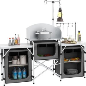 Mueble de camping Outsunny con almacenamiento y luz