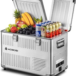 AAOBOSI Nevera Portátil 40L, 12V Compresor Doble Zona