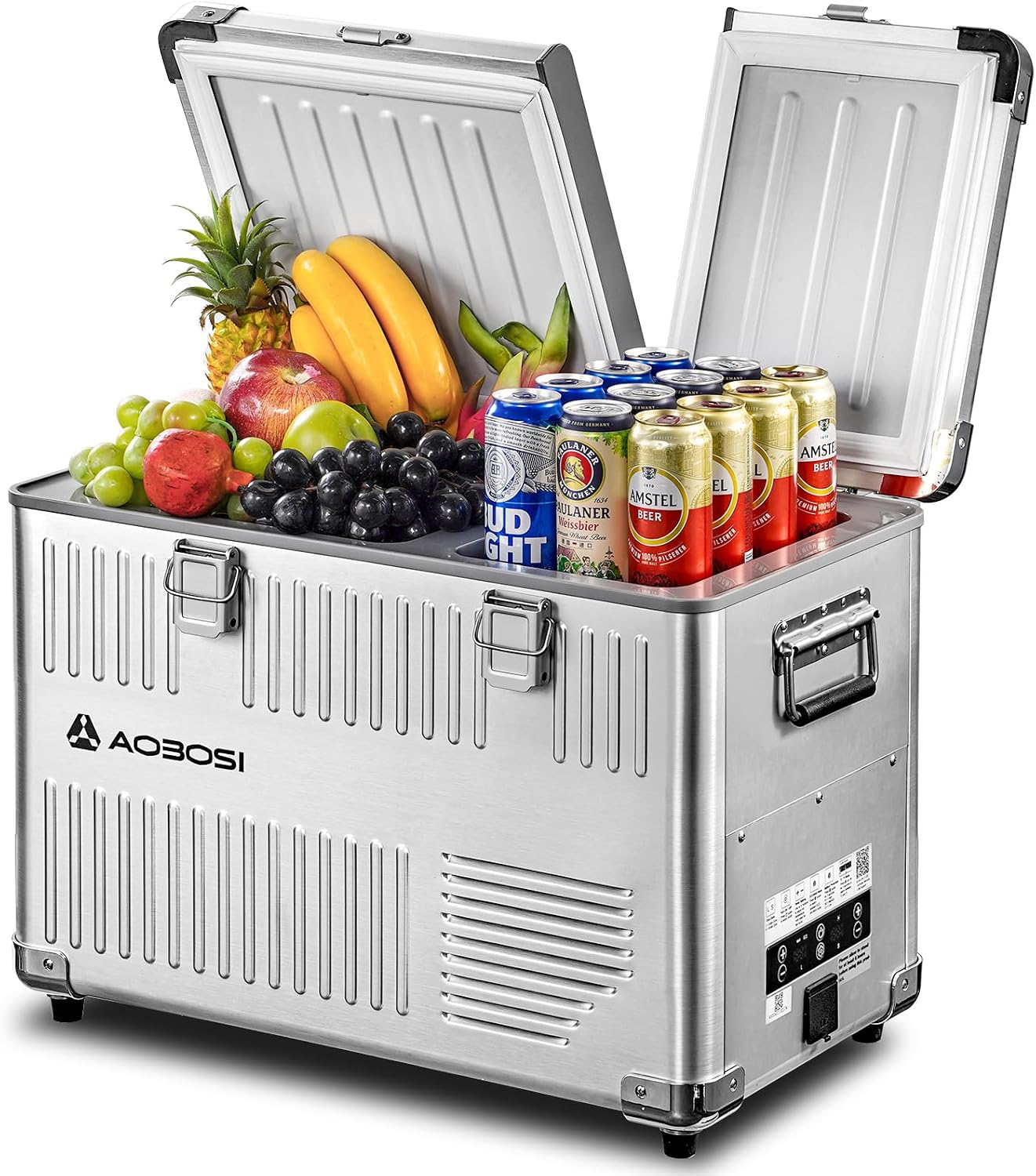 AAOBOSI Nevera Portátil 40L, 12V Compresor Doble Zona