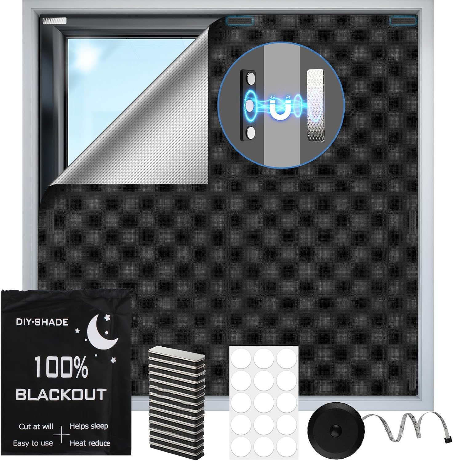 Estor opaco magnético 400x148 cm sin taladrar