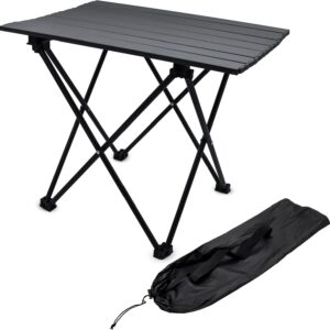 Spetebo Mesa plegable negra 56x40 cm, camping y jardín