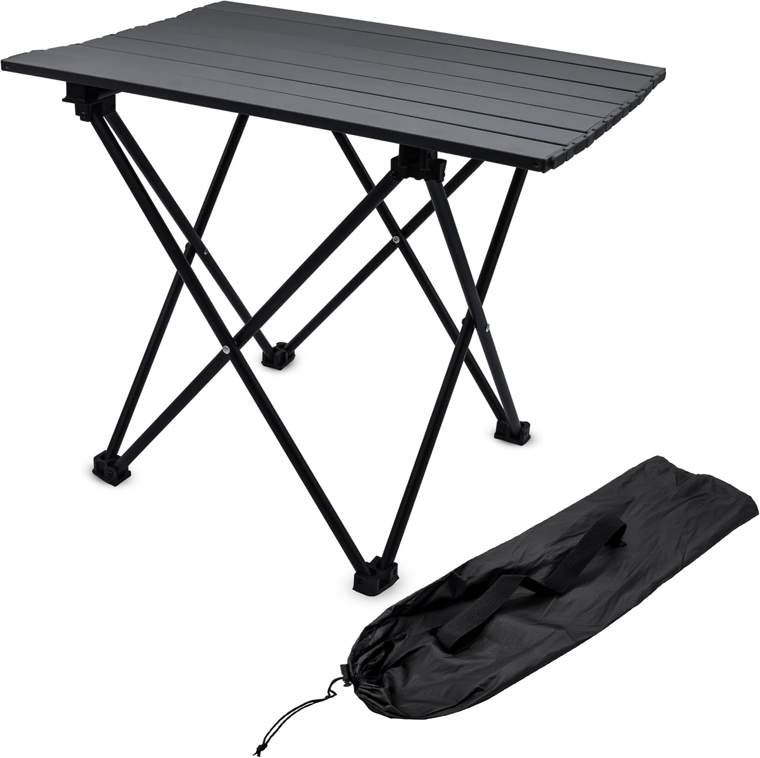 Spetebo Mesa plegable negra 56x40 cm, camping y jardín