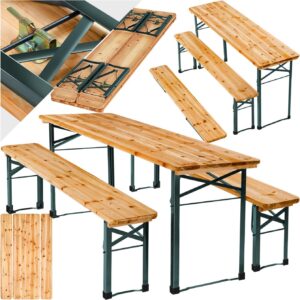 tectake® Set Jardín Exterior Mesa Picnic Plegable Madera y Acero