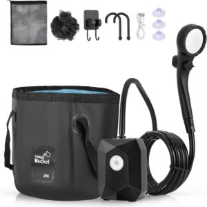 Ducha portátil camping 2 en 1 con luz LED y bomba recargable