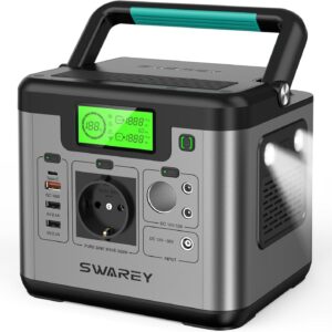 SWAREY S500: Estación solar 518Wh, 500W/1000W CA, ideal para camping