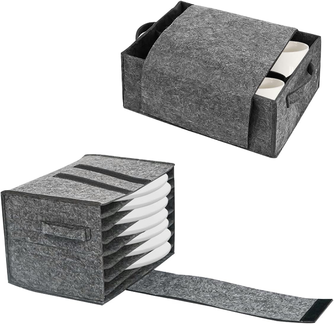 2 Soportes para platos de fieltro con tapa portátil