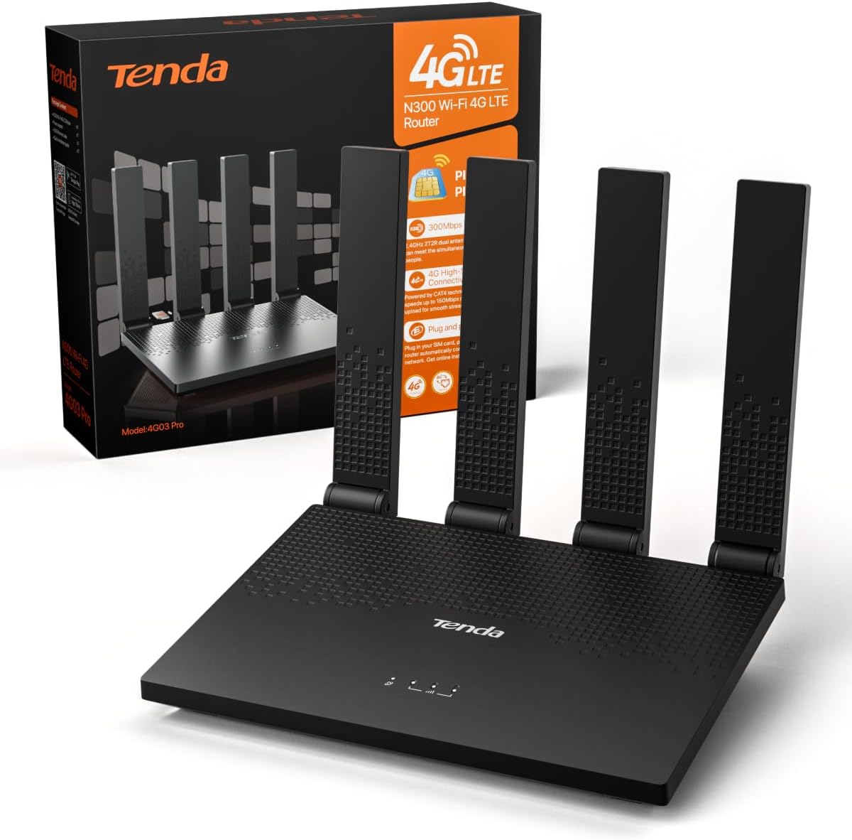 Tenda Router 4G Cat4 N300 LTE con SIM - 32 dispositivos