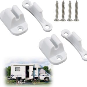 Set 2 sujetapuertas plástico blanco para autocaravanas