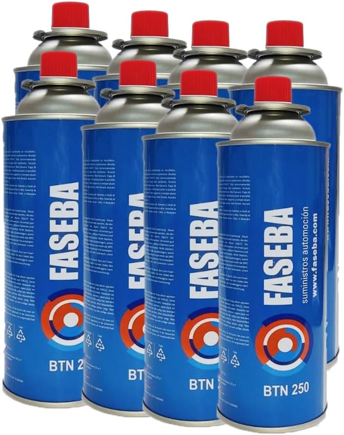 Cartuchos de gas CP250 (8 uds.) - FASEBA - 227 g | Sistema de seguridad