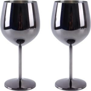 2 copas vino irrompibles acero inoxidable 500 ml negro