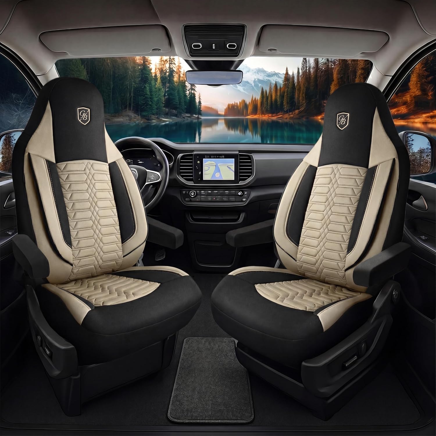Fundas asiento coche universales beige-negro Lacoste