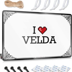 Letrero vintage I Love Velda en metal estañado - 20x30 cm