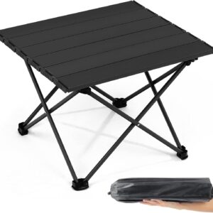 Mesa plegable camping aluminio Outplea, negra y portátil