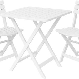 Set Balcón Plegable Blanco Jardin202: Mesa 79x72 cm + 2 Sillas