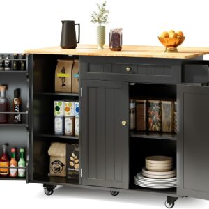 Isla de cocina Xbro con tablero plegable y ruedas