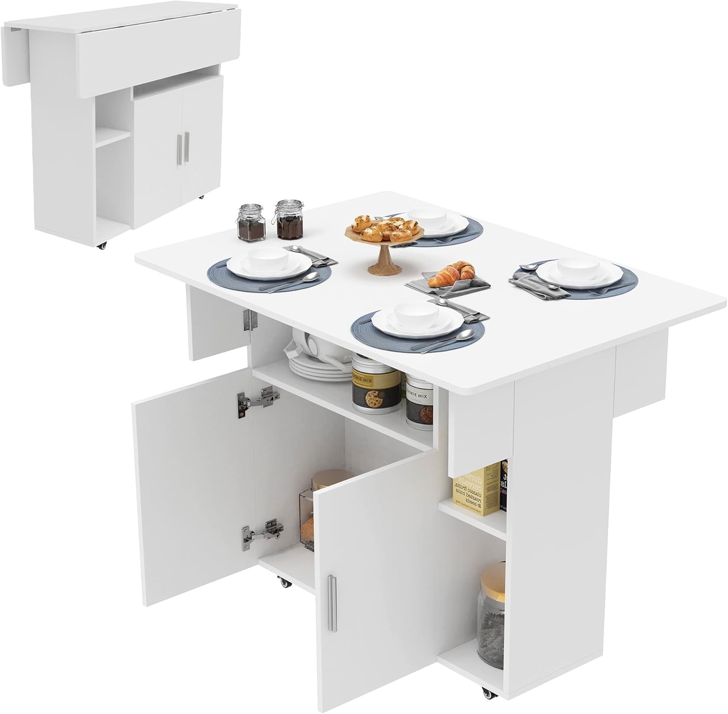 Mesa plegable comedor Chleby 100x70 cm blanco, hasta 6 personas