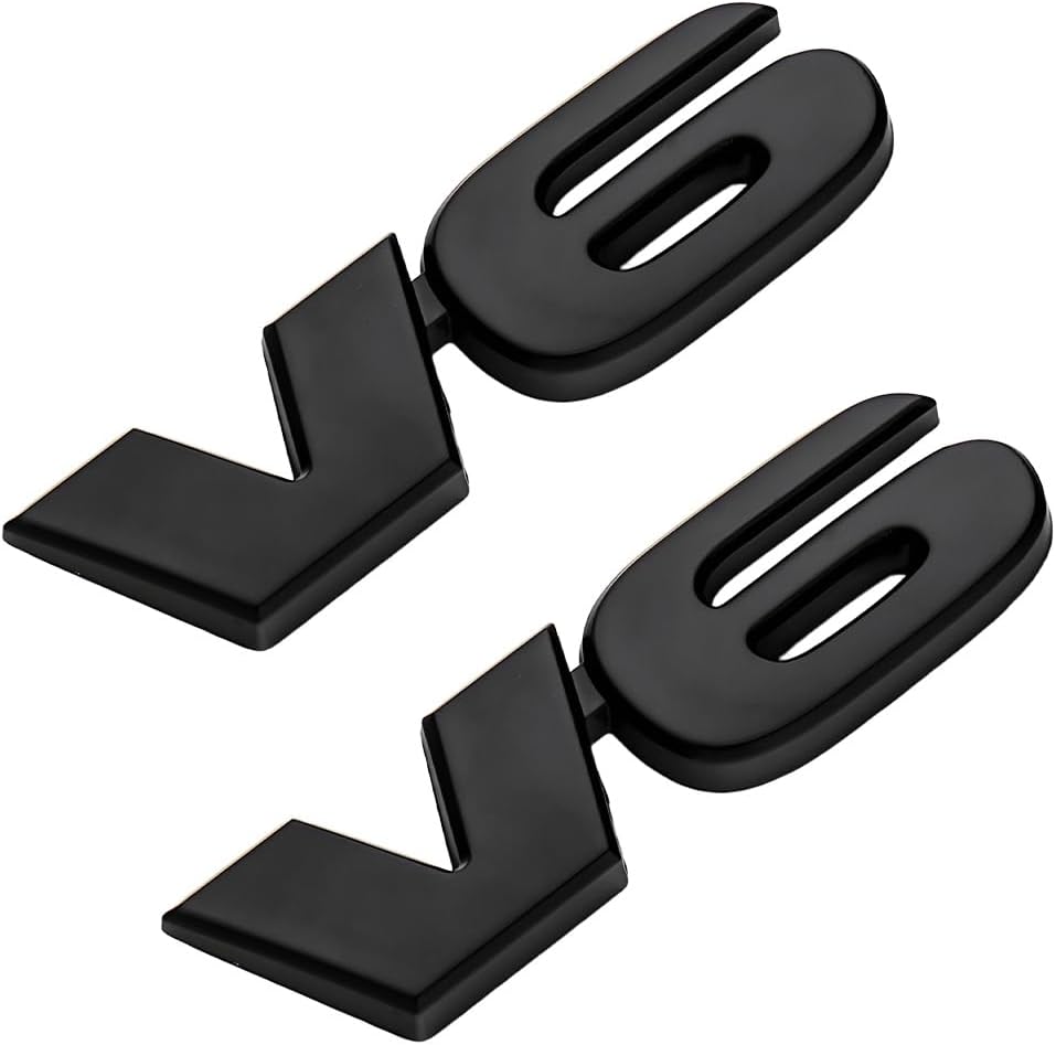 2 Emblemas metálicos V6/SR5 para coche - Diseño 3D negro