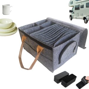 Organizador vajilla camping fieltro gris 8+4 compartimentos