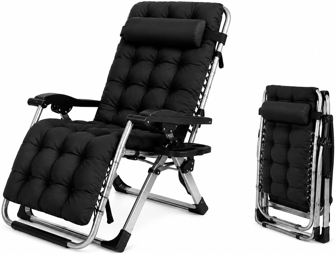 Silla Gravedad Cero FORTEK Plegable con Bloqueo Metálico (Negro)
