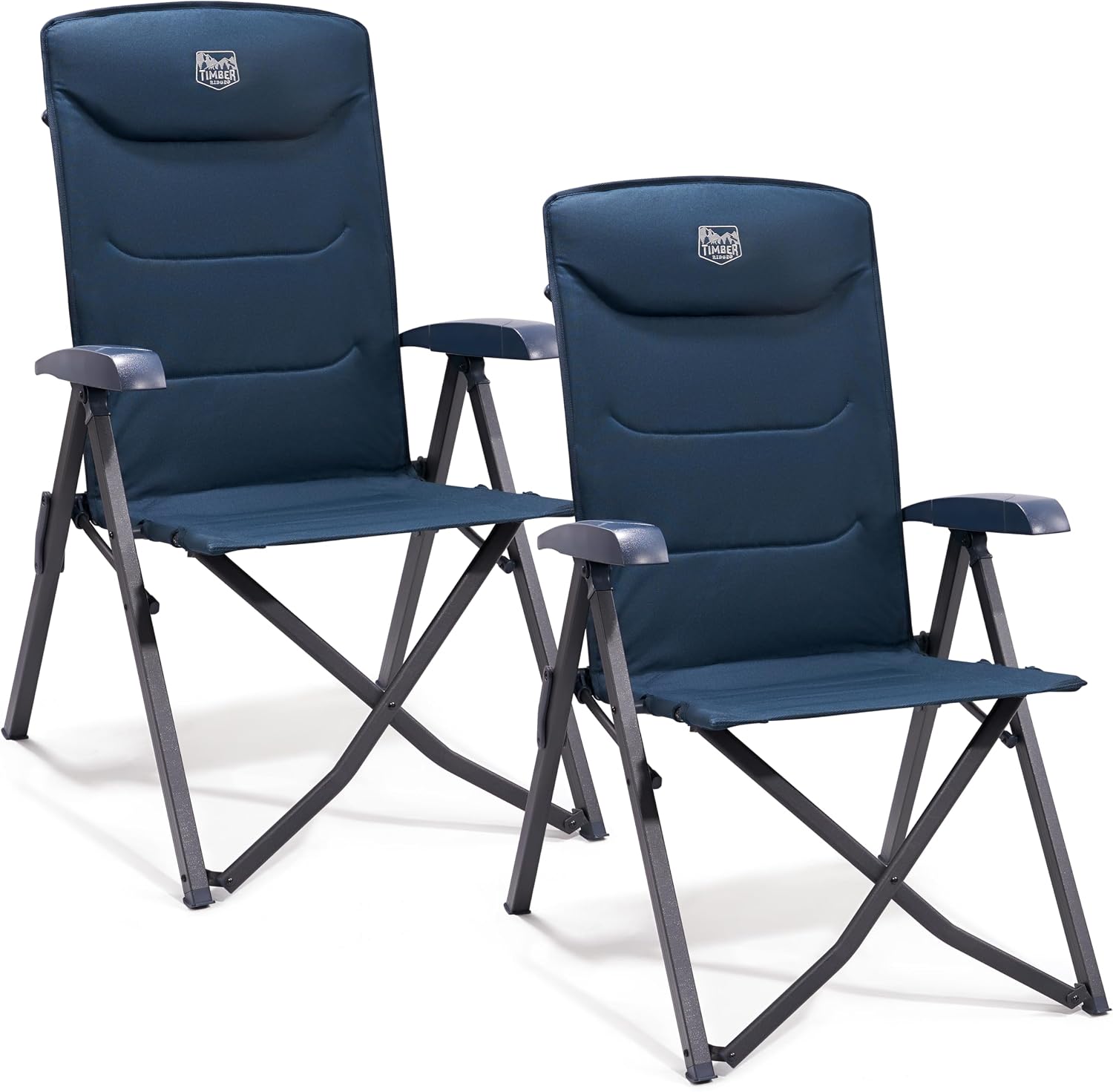TIMBER RIDGE 2 sillas plegables camping azul, 150 kg, con bolsa