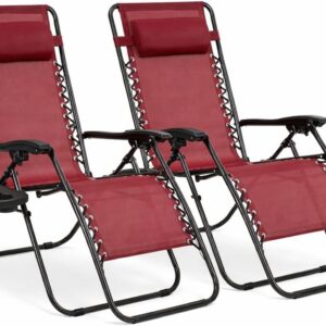 Pack 2 Tumbonas Plegables Reclinables con Bandeja