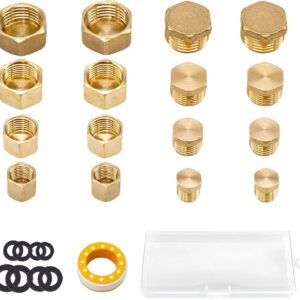 16 Tapas de Latón para Tubería 1/8" a 1/2"