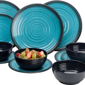 Grove Granite Aqua Premium Plus - Vajilla de melamina 12 pzas.