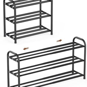 Zapatero estrecho extensible negro - 3 niveles metal