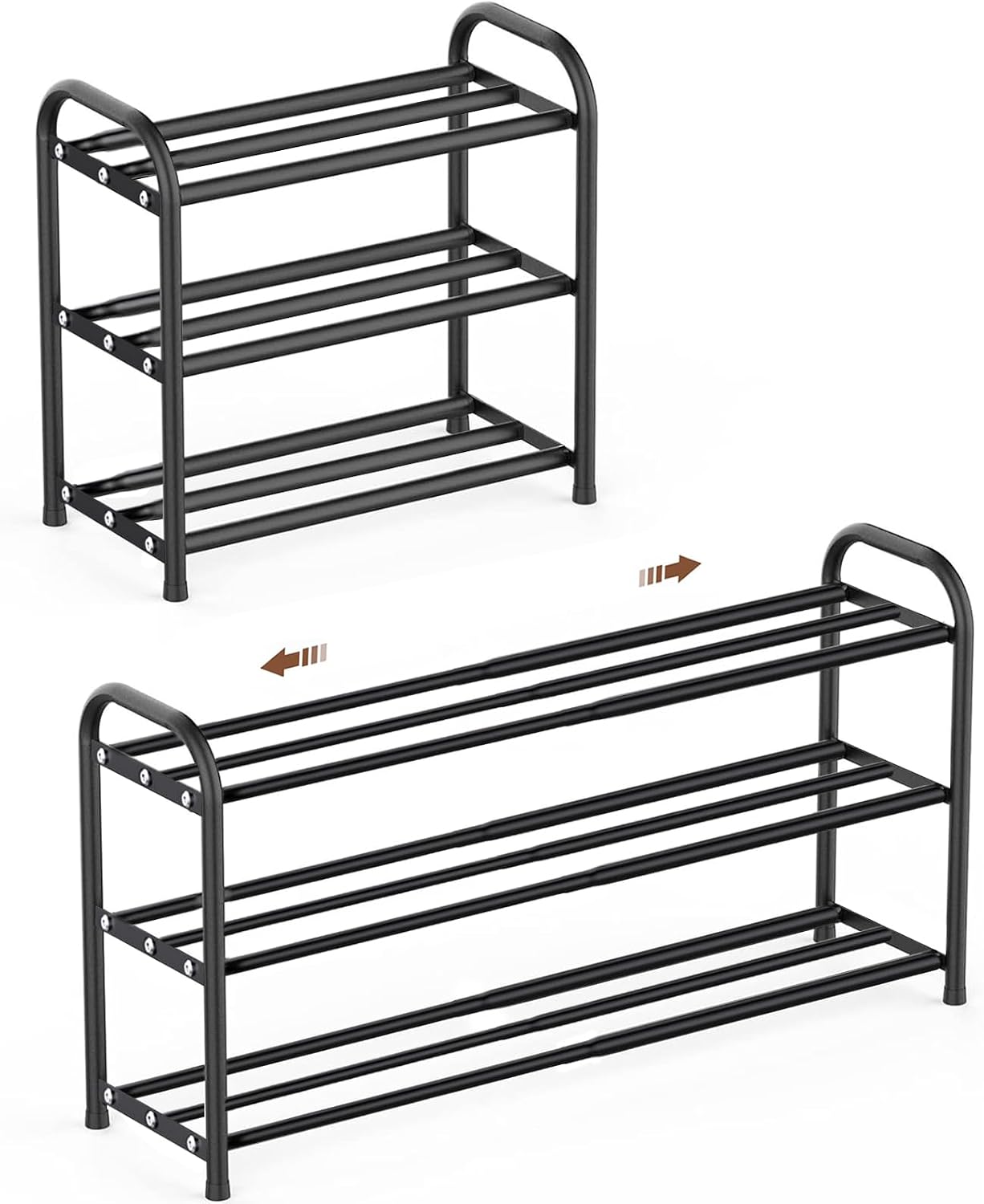 Zapatero estrecho extensible negro - 3 niveles metal