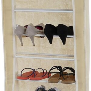 Zapatero plegable crema Mendler 140x52x18 cm