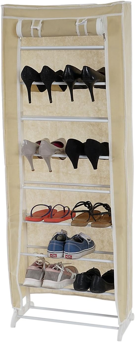 Zapatero plegable crema Mendler 140x52x18 cm