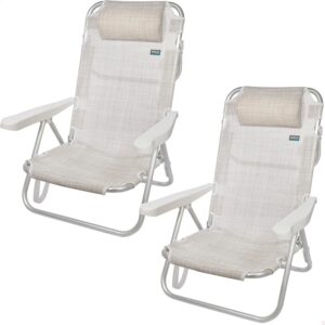 Aktive 62254 - Pack 2 sillas playa beige, 5 posiciones
