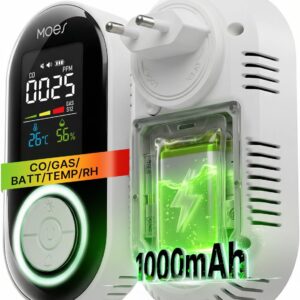 Detector CO 4 en 1 MOES con batería y sensor temperatura