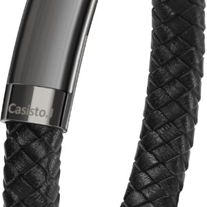 Pulseras de cuero trenzado hombre con cierre magnético