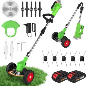 Desbrozadora con ruedas WIWOLER 800W, 2 baterías 21V