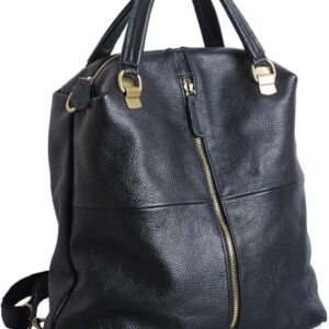 Mochila piel vaca auténtica mujer, negro - Alice Fan
