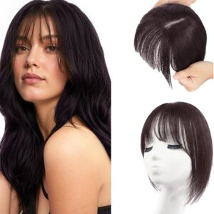 Flequillo postizo natural clip 360° para mujer - Marrón negro
