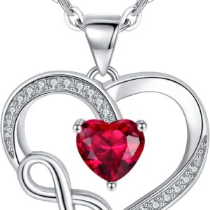 Collar infinito de plata 925 con corazón - Regalo para mujer