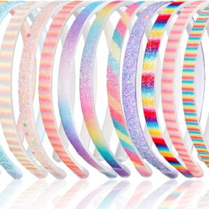 12 Diademas de plástico unidas con purpurina – Accesorios coloridos para niñas