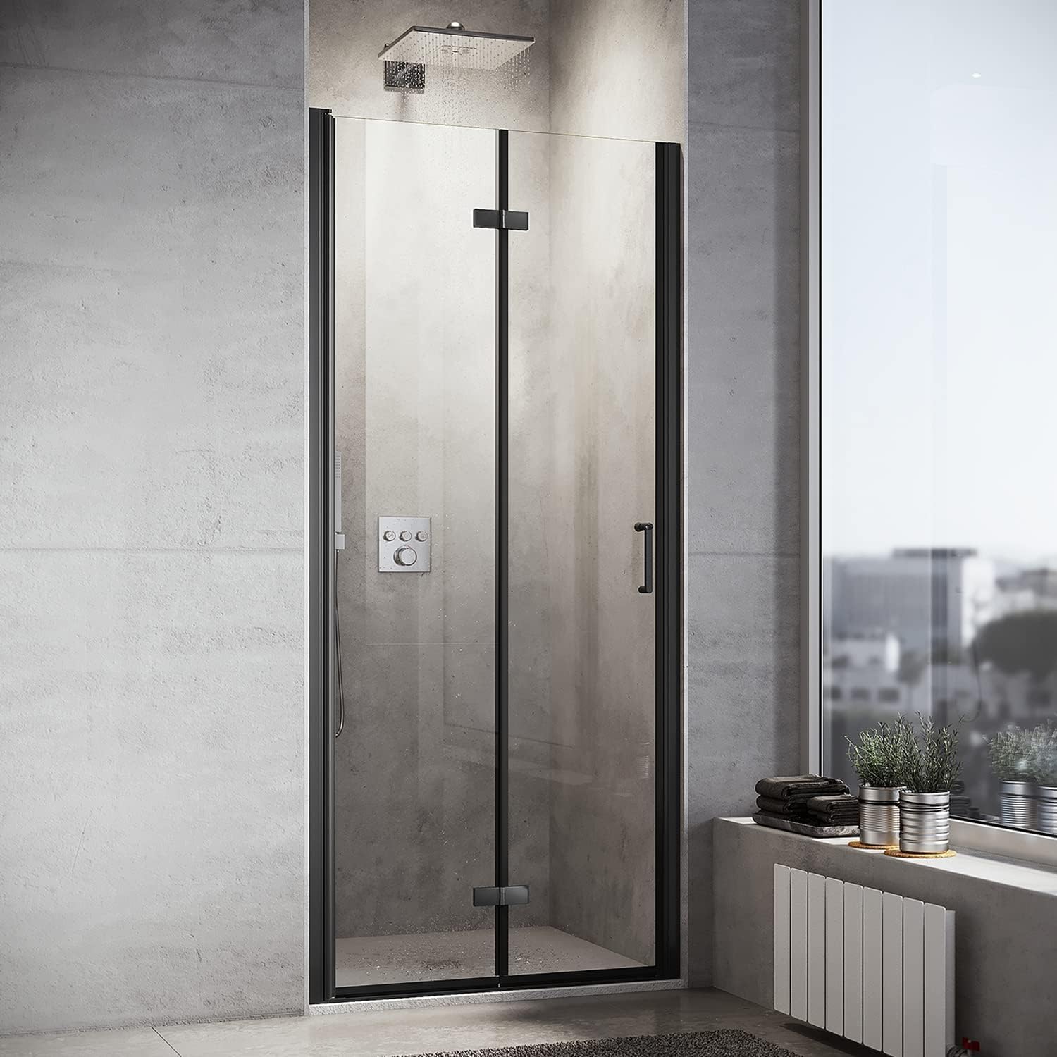 Sonni Mampara Ducha Negra Plegable 90x195 cm ESG 6mm