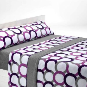 SABANALIA Sábanas Coralina 90 Invierno Lila-Gris 3 uds.
