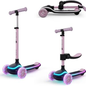 Kinderkraft Raket Up Patinete 2 en 1, asiento, LED, plegable, rosa
