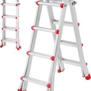 Escalera plegable aluminio HER PRO 4x4, 8+8 peldaños