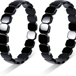 Pulseras de hematita para hombre, 2 unidades, estilo natural